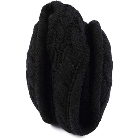 Unisex A-black Warm Knit Cashmere Adjustable Wrap Outdoor Fur Earwarmer - Picture 3 of 6